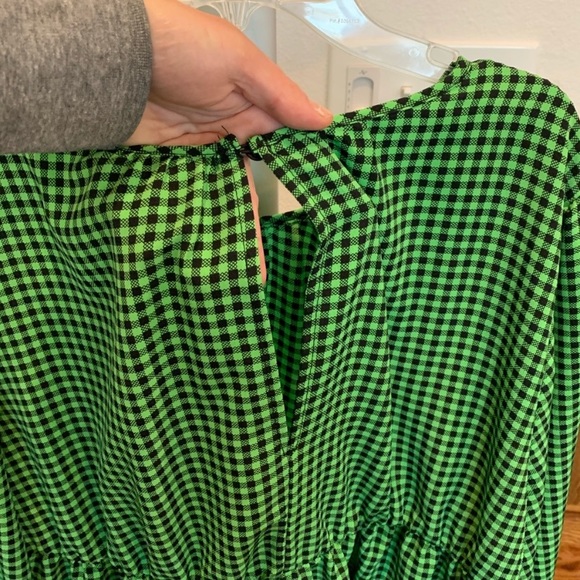 Topshop Maternity Gingham tiered Blouse- Size 12 L Black Green Check - Picture 6 of 7